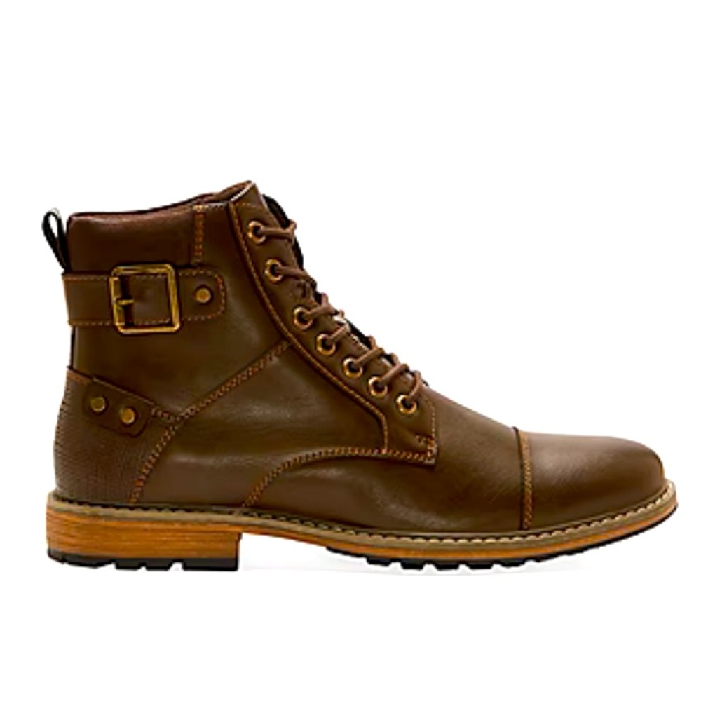 JF J.Ferrar Mens Slate Block Heel Lace Up Boots